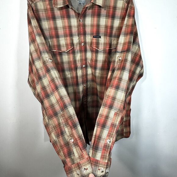 Columbia Titanium Mens L Shirt VENTED Long Sleeve Omni Shield Nylon Fish Orange - Picture 9 of 13